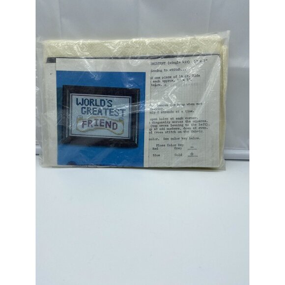 World's Greatest Friend Cross Stitch Pattern In Package w/ Floss New Unopened - Picture 1 of 5